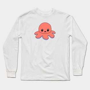 Red Sad Octopus Long Sleeve T-Shirt